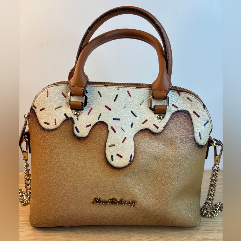 Shoe Bakery Chris Campbell Ice Cream Sprinkle Satchel Crossbody Bag Tan White